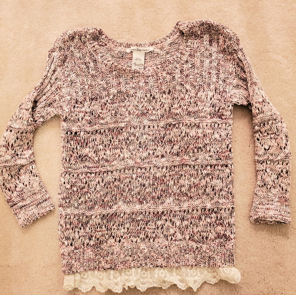American Rag Sweater w/ Lace Trim